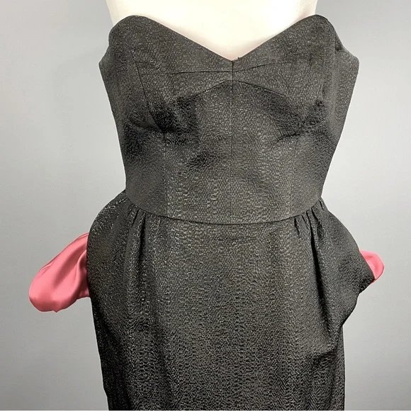 MILLY of New York Black Strapless Dress Size 2 shimmering with metallic thread - Picture 7 of 8